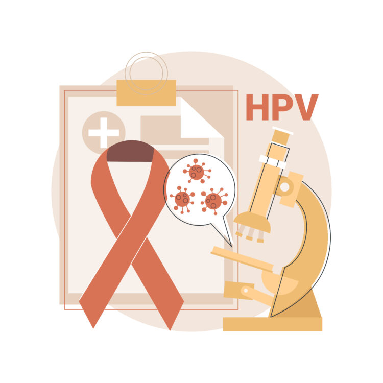 Risk factors for HPV abstract concept vector illustration. Human papillomavirus transmission, risk factors, HPV prevention, infection diagnostics and treatment, immune systems abstract metaphor.
